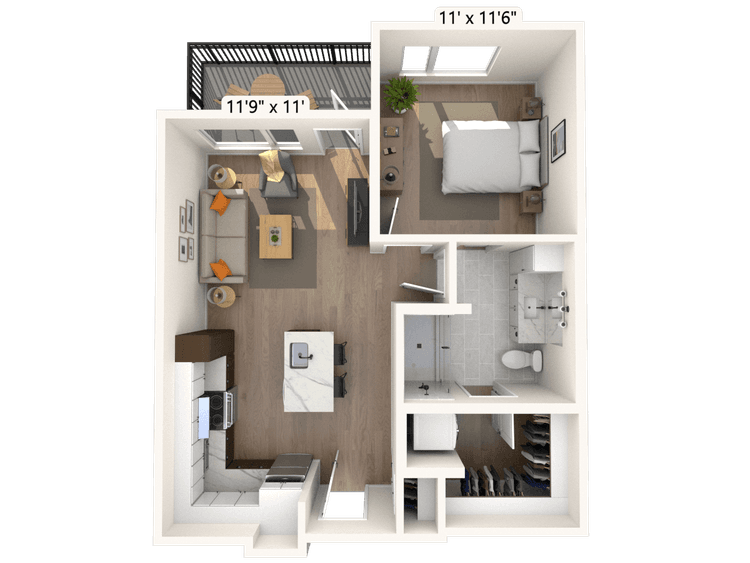Floorplan image of unit II E-516