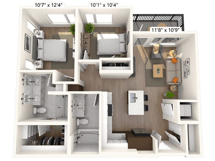 Floorplan image of unit II F-302