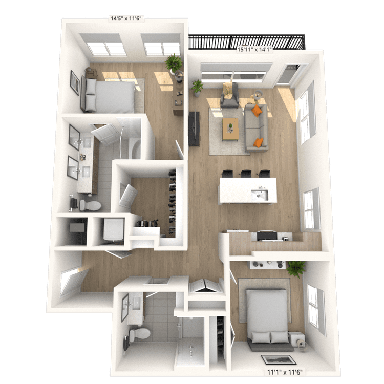 Floorplan image of unit 2218
