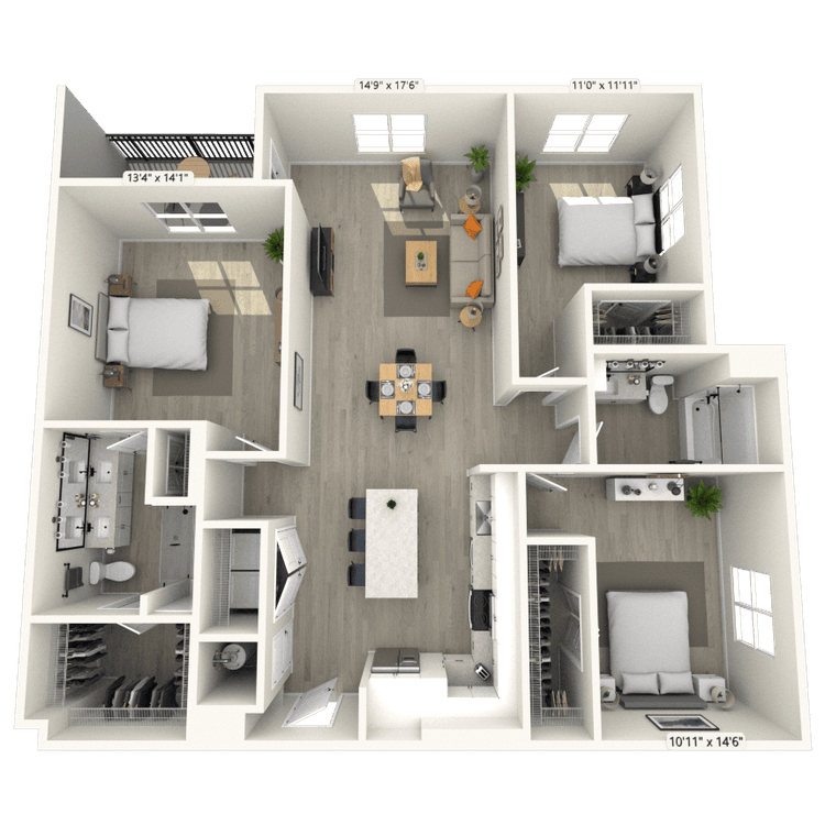 Floorplan image of unit 545