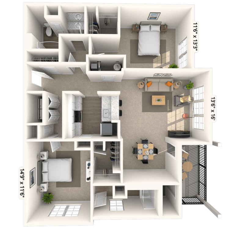 Floorplan image of unit 2216