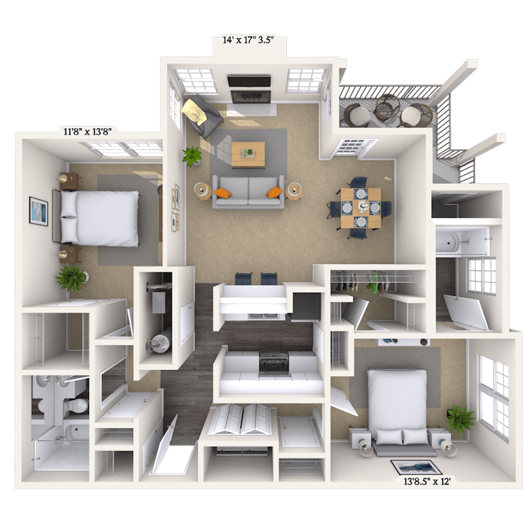 Floorplan image of unit 2116