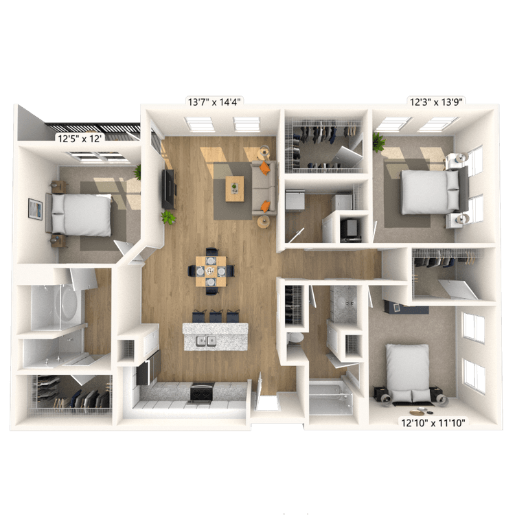 Floorplan image of unit 3416P3