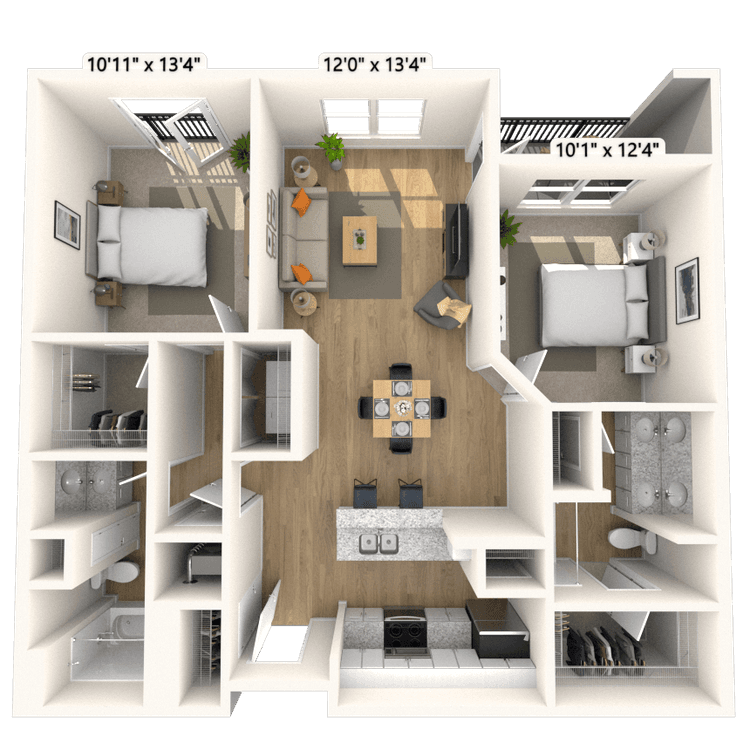 Floorplan image of unit 1306P3