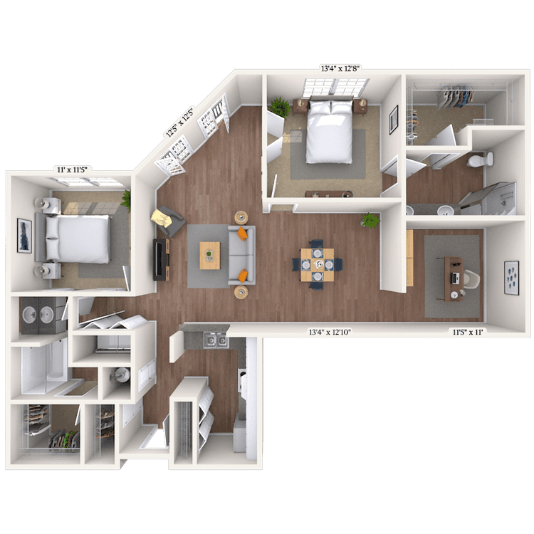 Floorplan image of unit 3208