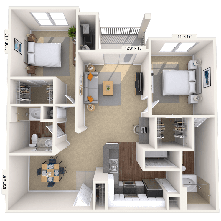 Floorplan image of unit 8306