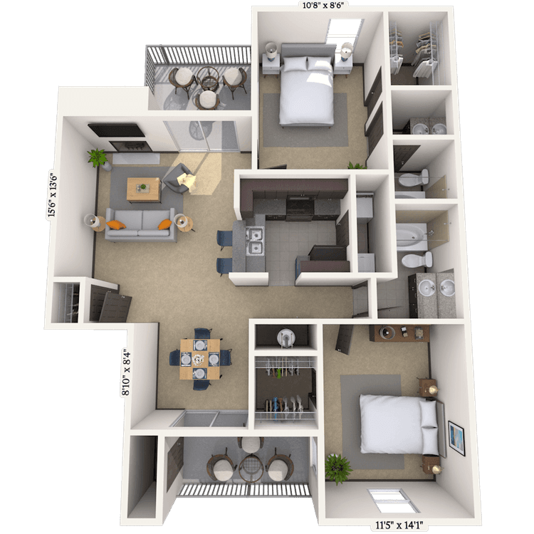 Floorplan image of unit 104B1503