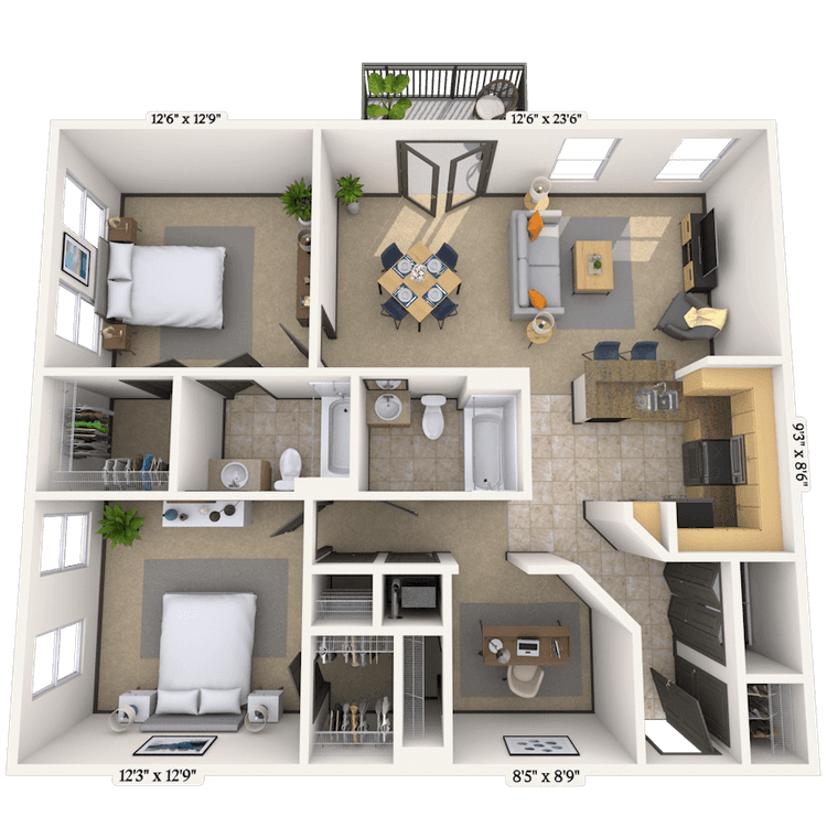 Floorplan image of unit 14302