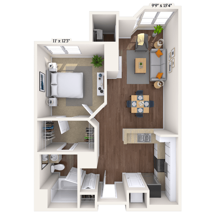 Floorplan image of unit 1305