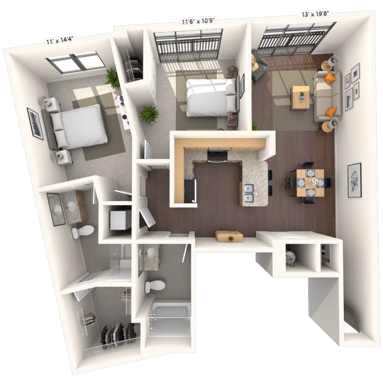 Floorplan image of unit 305JC2