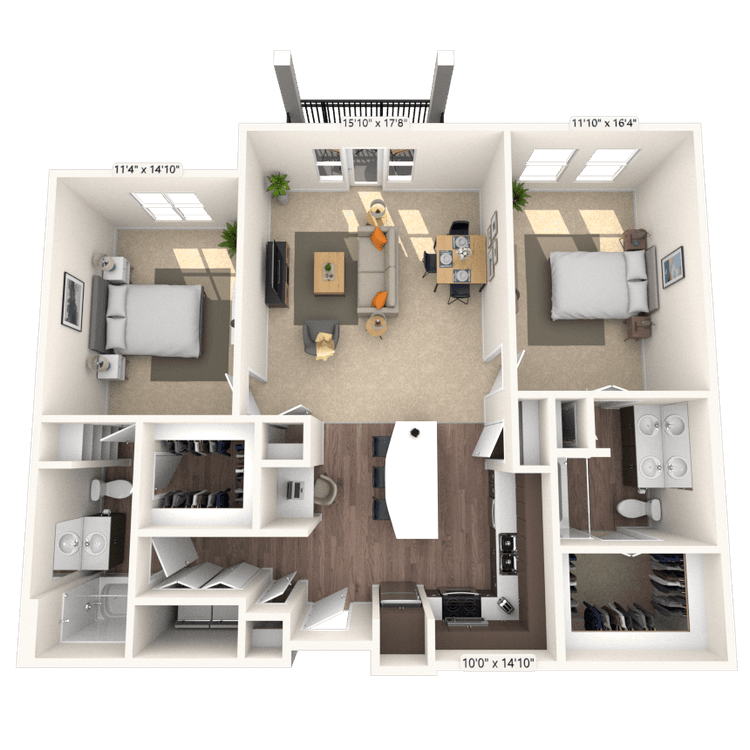 Floorplan image of unit 208