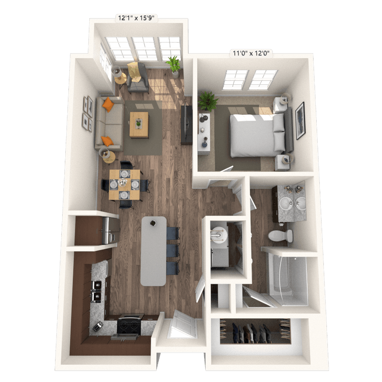 Floorplan image of unit 544