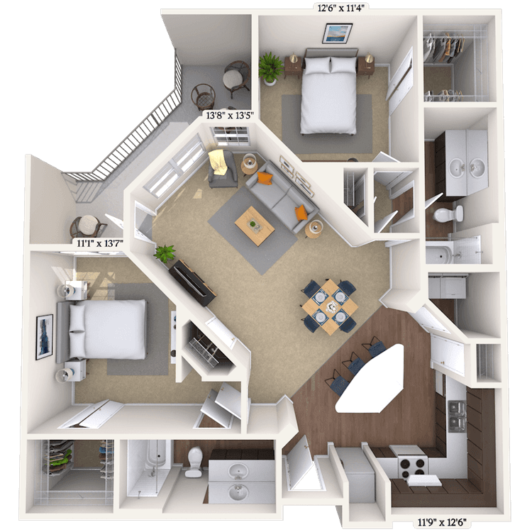 Floorplan image of unit 1408