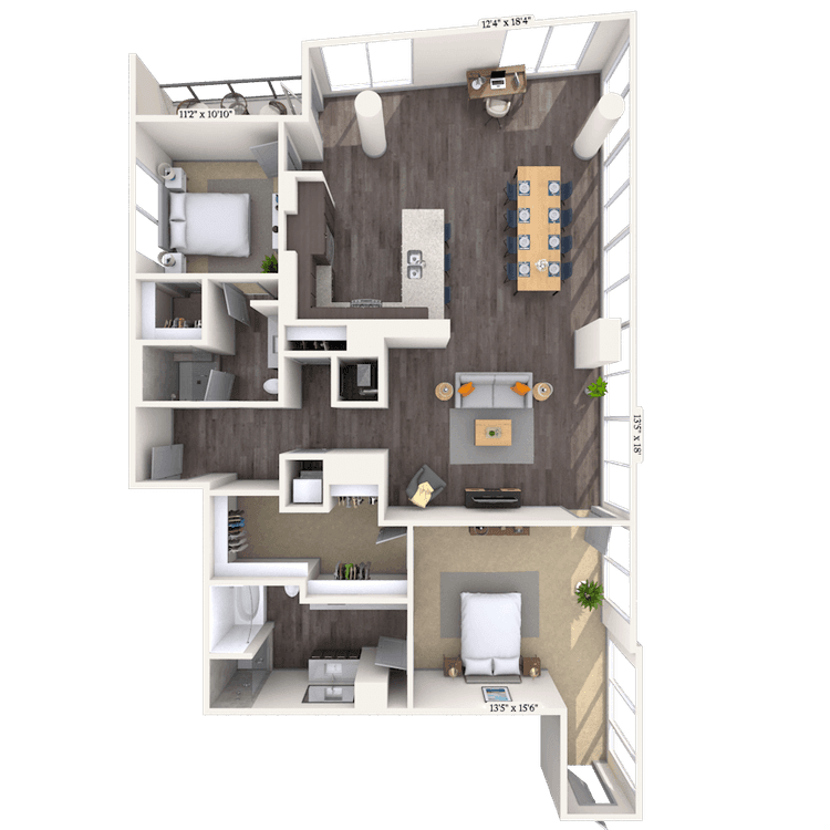 Floorplan image of unit 2102