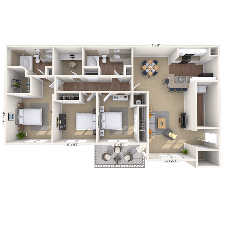 Floorplan image of unit 01725