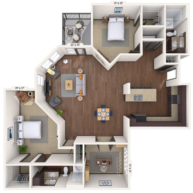 Floorplan image of unit 1078