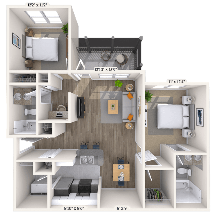 Floorplan image of unit 0120-206