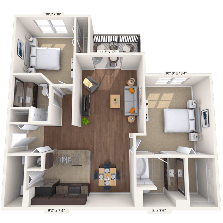 Floorplan image of unit 2121-304