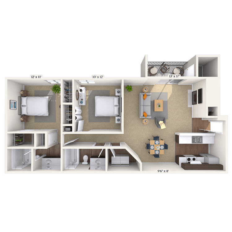 Floorplan image of unit 1212B