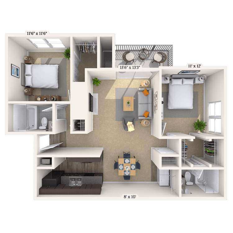 Floorplan image of unit 2121B