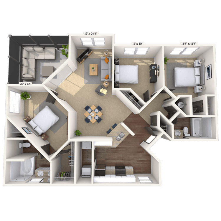 Floorplan image of unit 16301