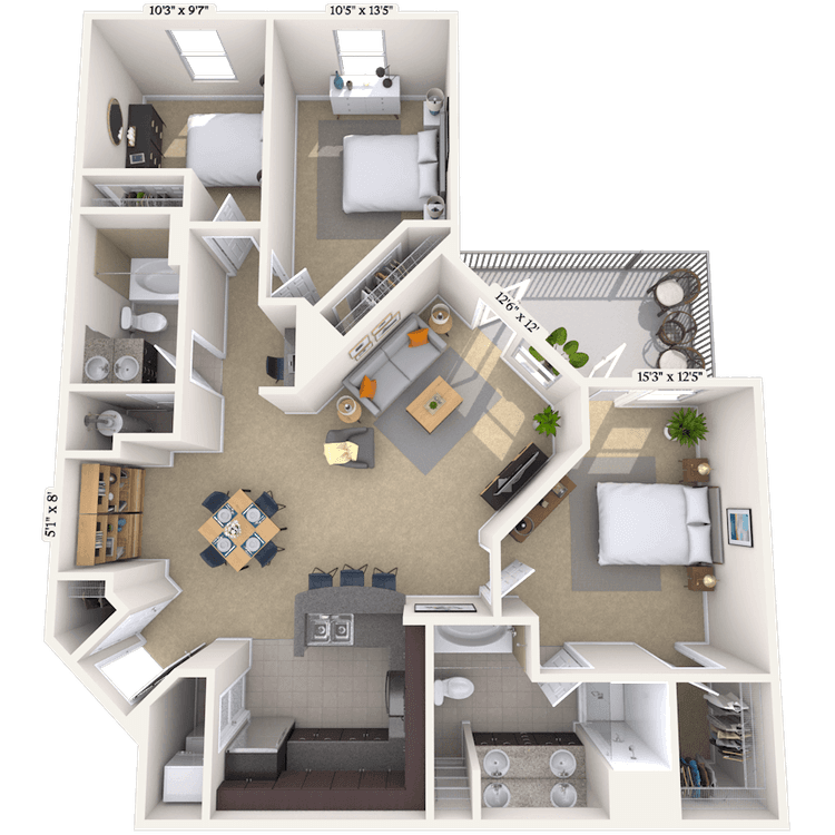 Floorplan image of unit 02287