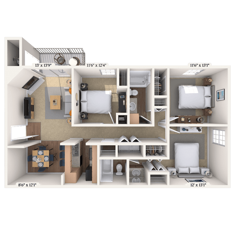 Floorplan image of unit 01007