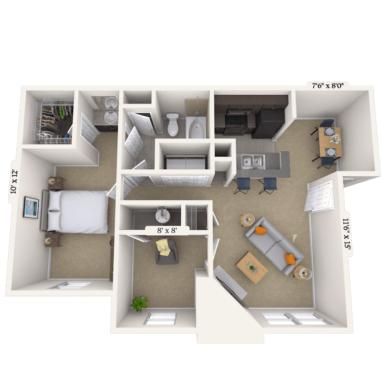 Floorplan image of unit 010105
