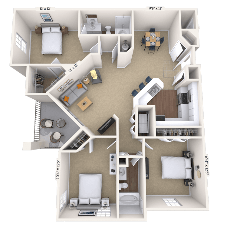 Floorplan image of unit 1116