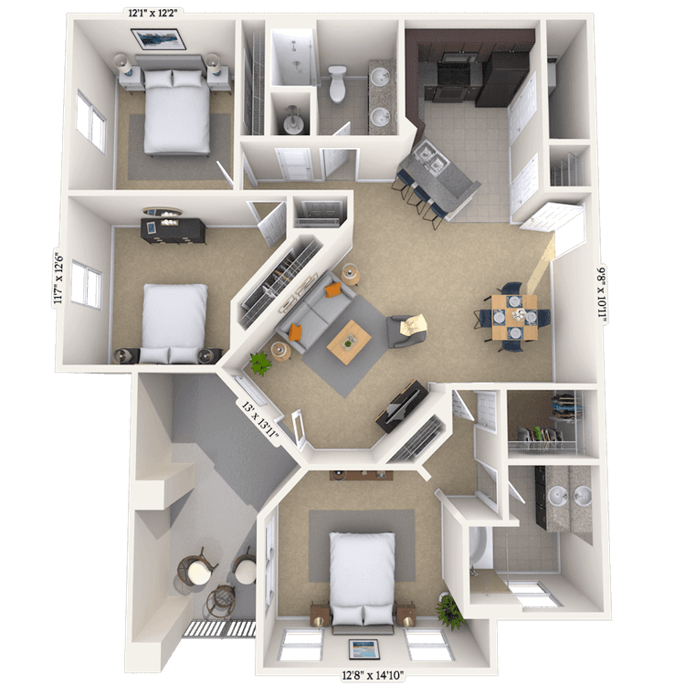 Floorplan image of unit 022307