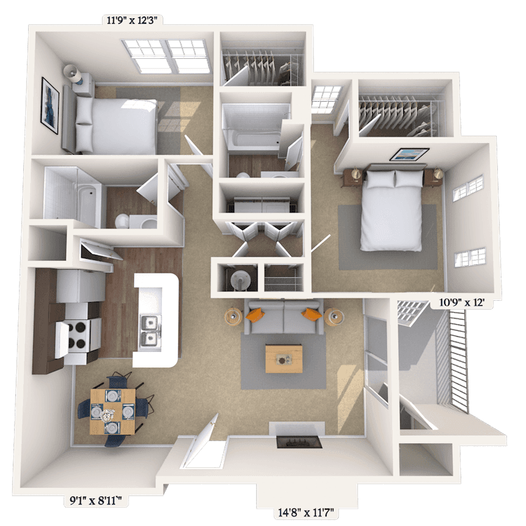 Floorplan image of unit 0110-308