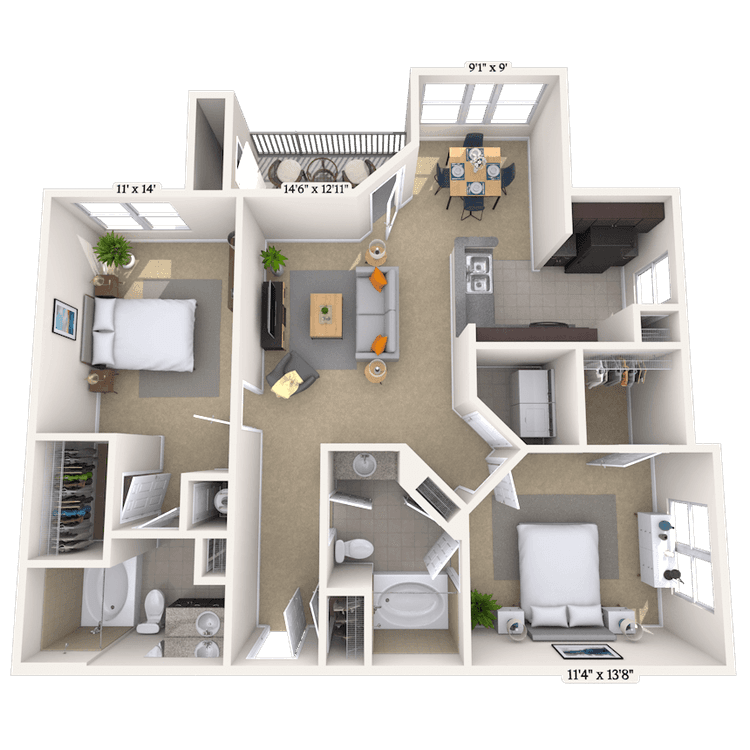Floorplan image of unit 01304