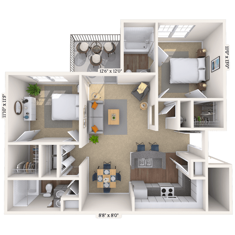 Floorplan image of unit 0202-204
