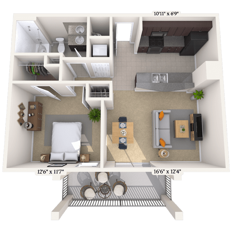 Floorplan image of unit 400-205