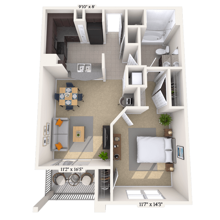Floorplan image of unit 400-206