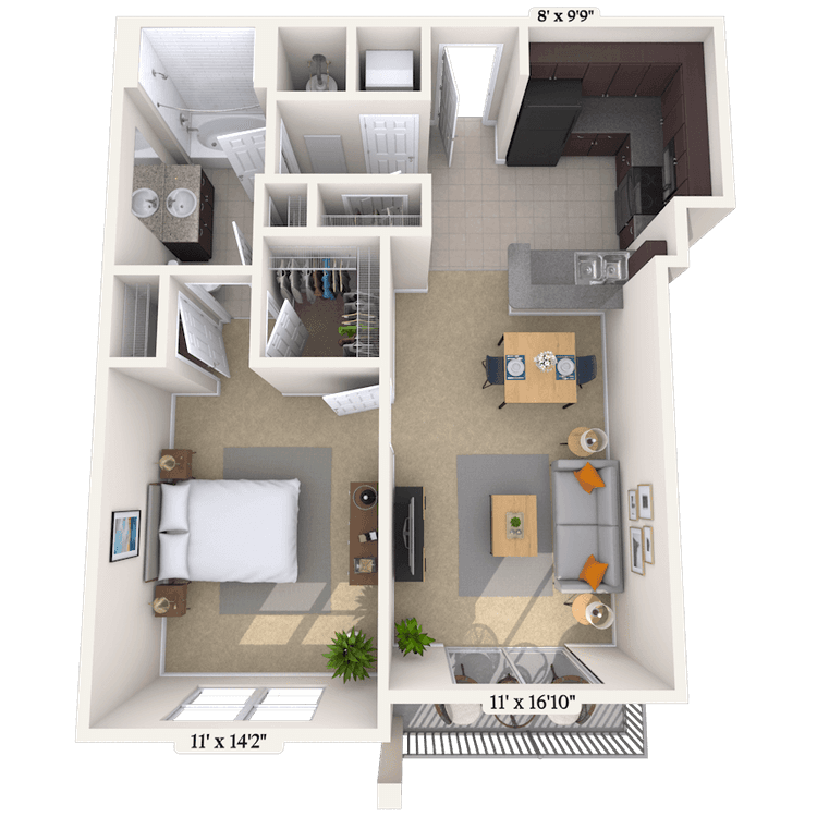 Floorplan image of unit 700-307