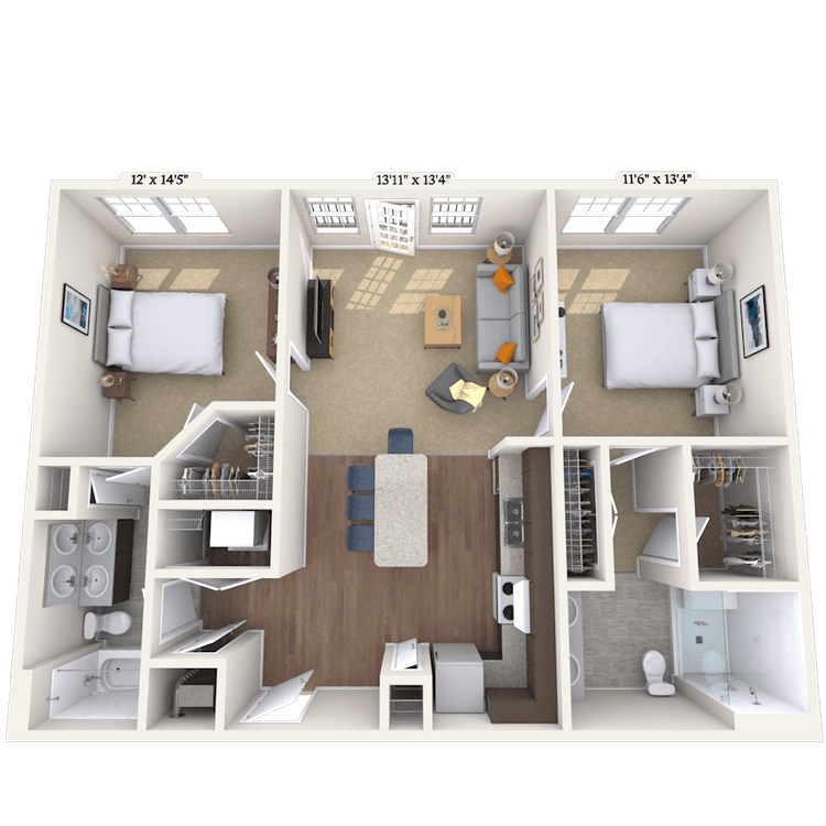 Floorplan image of unit 300B121