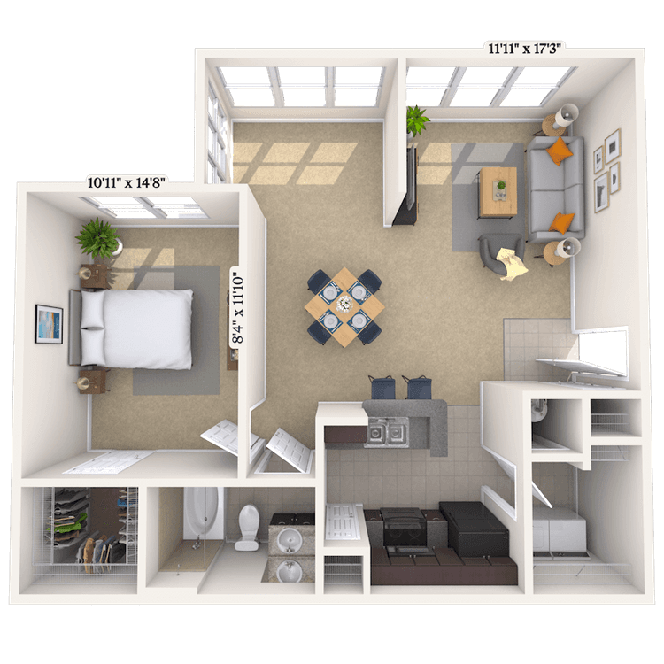 Floorplan image of unit 1313-104