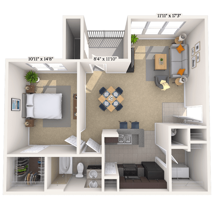 Floorplan image of unit 1313-203