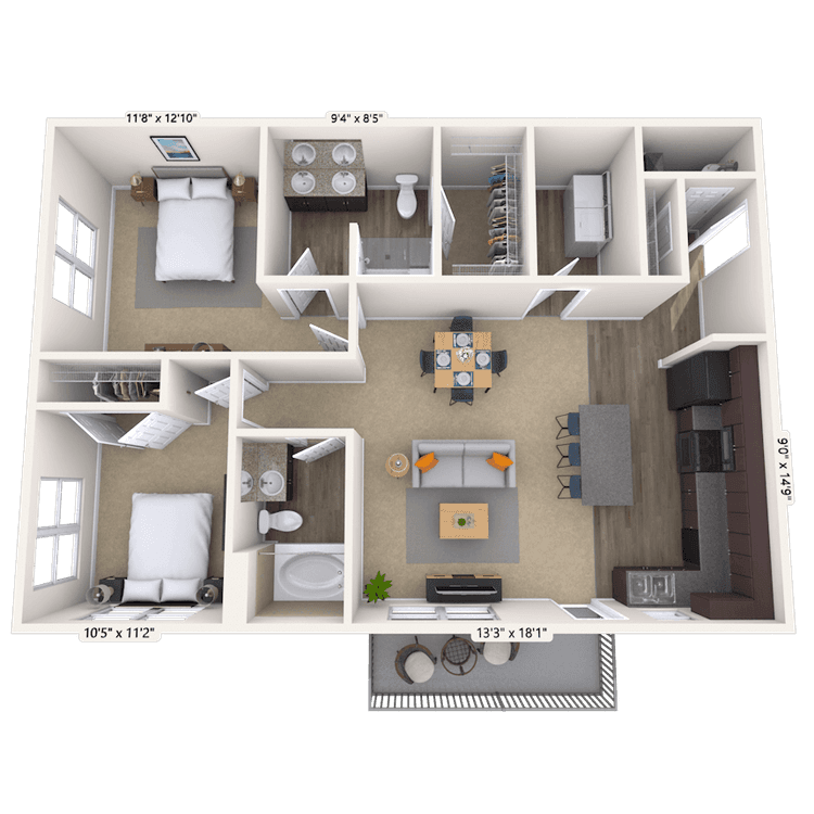 Floorplan image of unit 07-206
