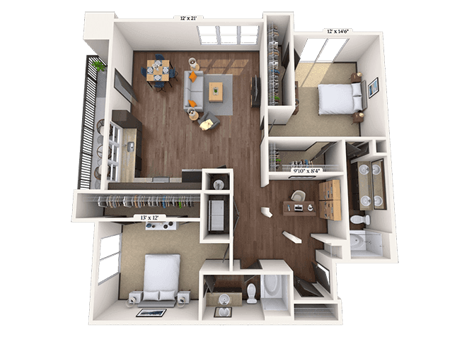 Floorplan image of unit II 2-1220