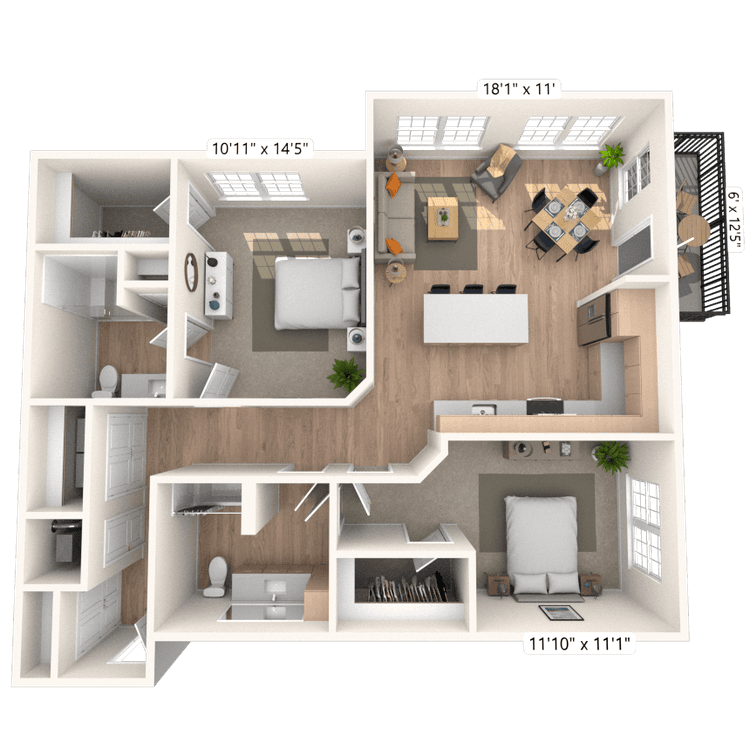 Floorplan image of unit 2116